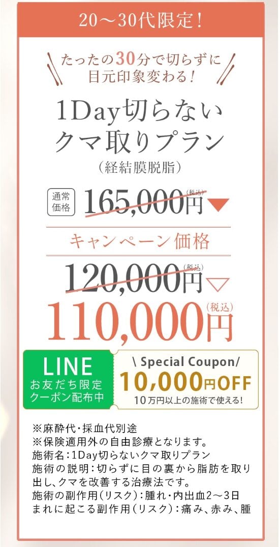 20~30代限定クマ取りキャンペーン