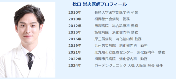 ガーデンクリニック大阪院の松口崇央院長