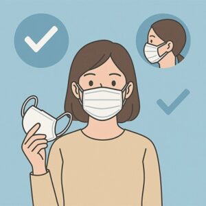 ニンバス株予防のためにマスクを着用する女性
