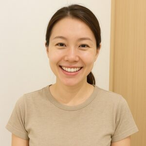 シミが無くなって笑顔になった女性