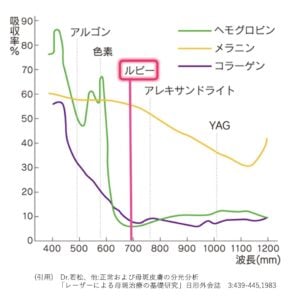 波長の種類と吸収率のグラフ