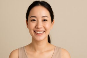痛みの少ない治療で笑顔の女性