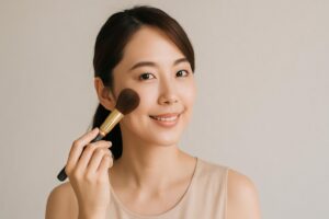 メイクをする女性
