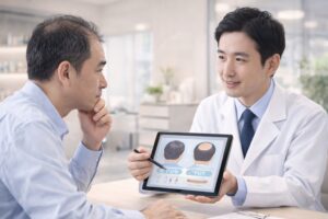 医師のカウンセリングを受ける男性