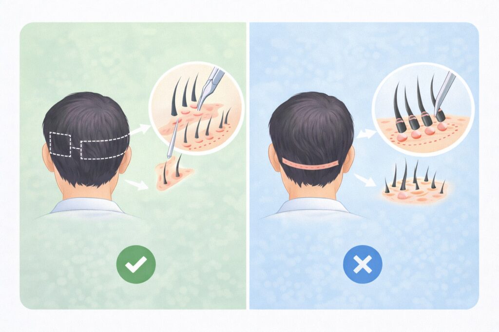 植毛の種類のイメージ