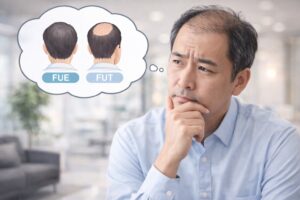 植毛手術のメリットとデメリットを考える男性