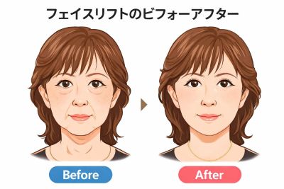 フェイスリフトのビフォーアフターのイラスト
