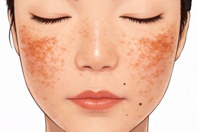 両頬に肝斑のある女性