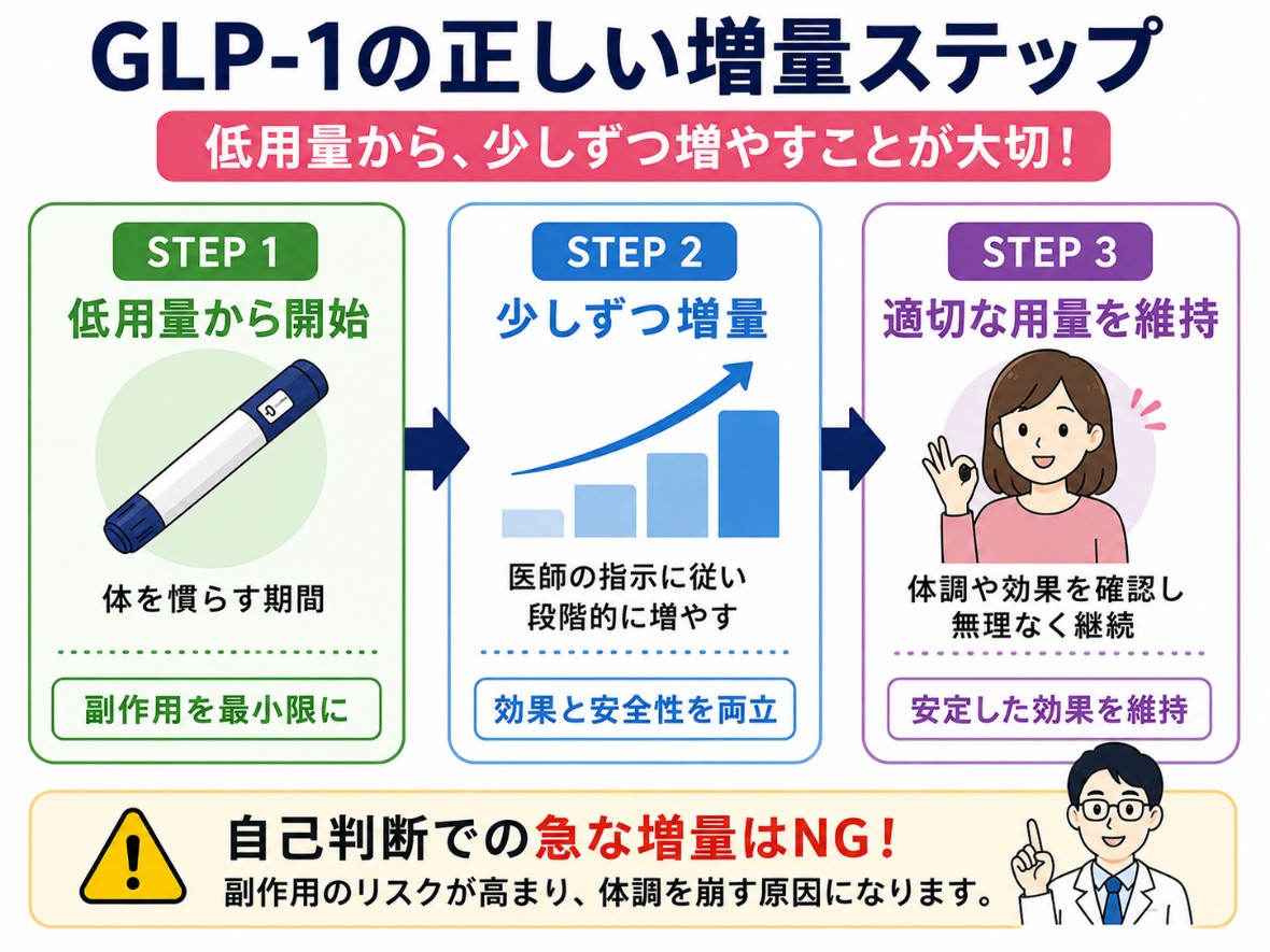 GLP-1受容体作動薬の増量のステップ