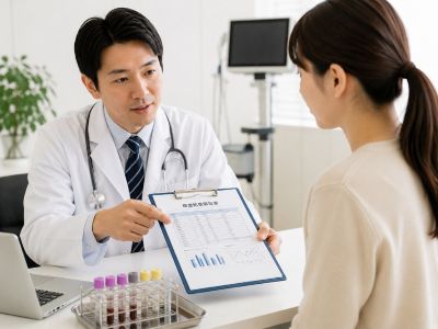 血液検査の必要性と費用を説明する医師