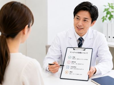 マンジャロ処方に際して丁寧な診察を行う医師