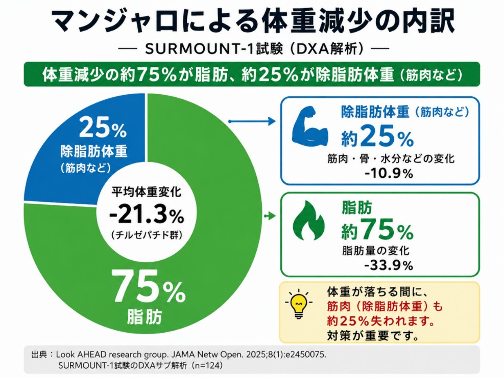マンジャロによる体重減少の内訳