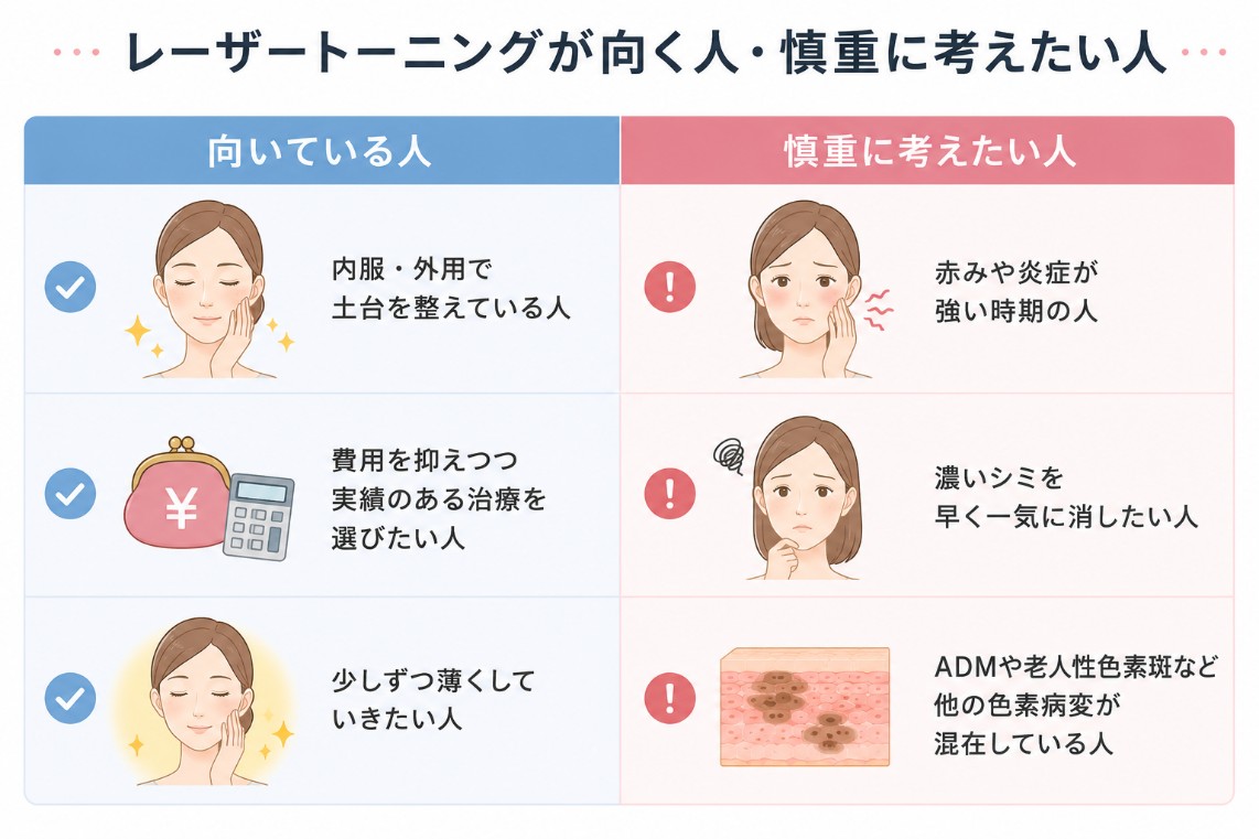 レーザートーニングが向く人・慎重に考えたい人
