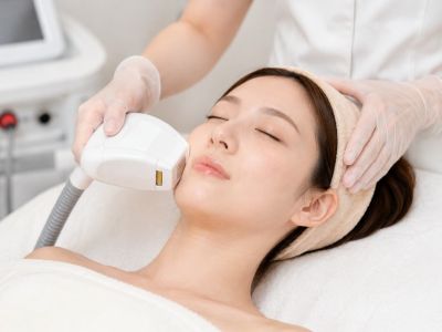 産毛の脱毛を受ける女性
