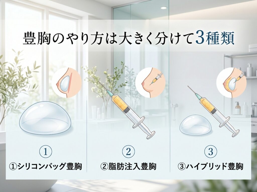 ビラビューティークリニックの３種の豊胸施術