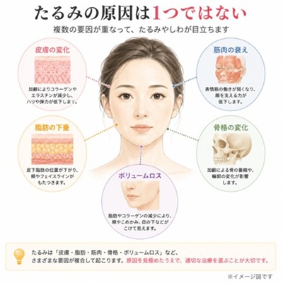 たるみの原因を示す図