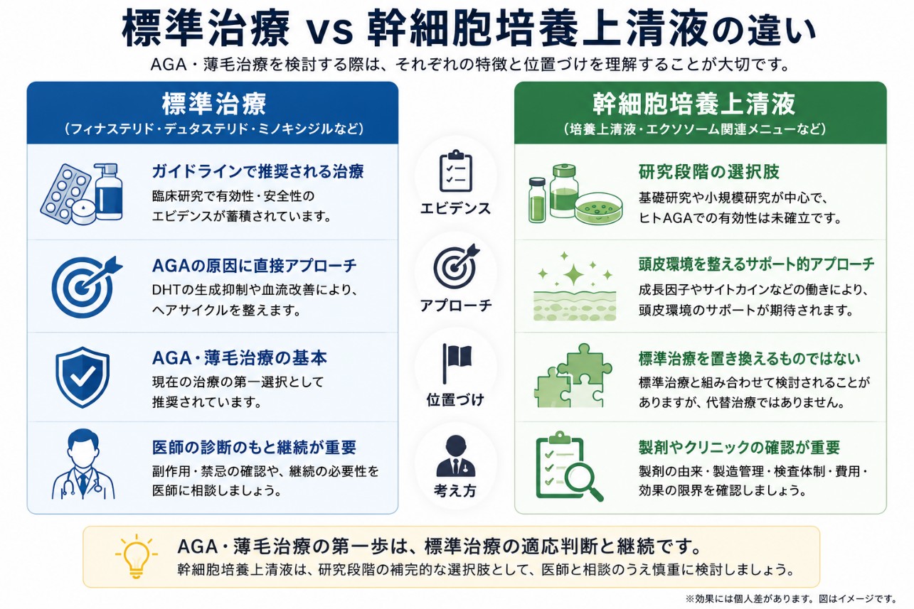  標準治療と幹細胞培養上清液の違い