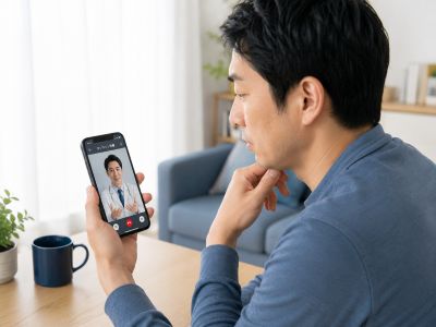 DMMオンラインクリニックで受診する男性