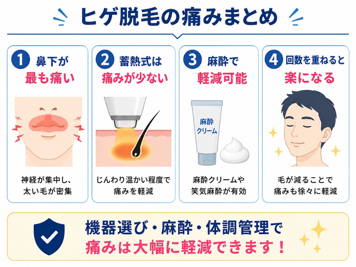 ヒゲ脱毛の痛みまとめ