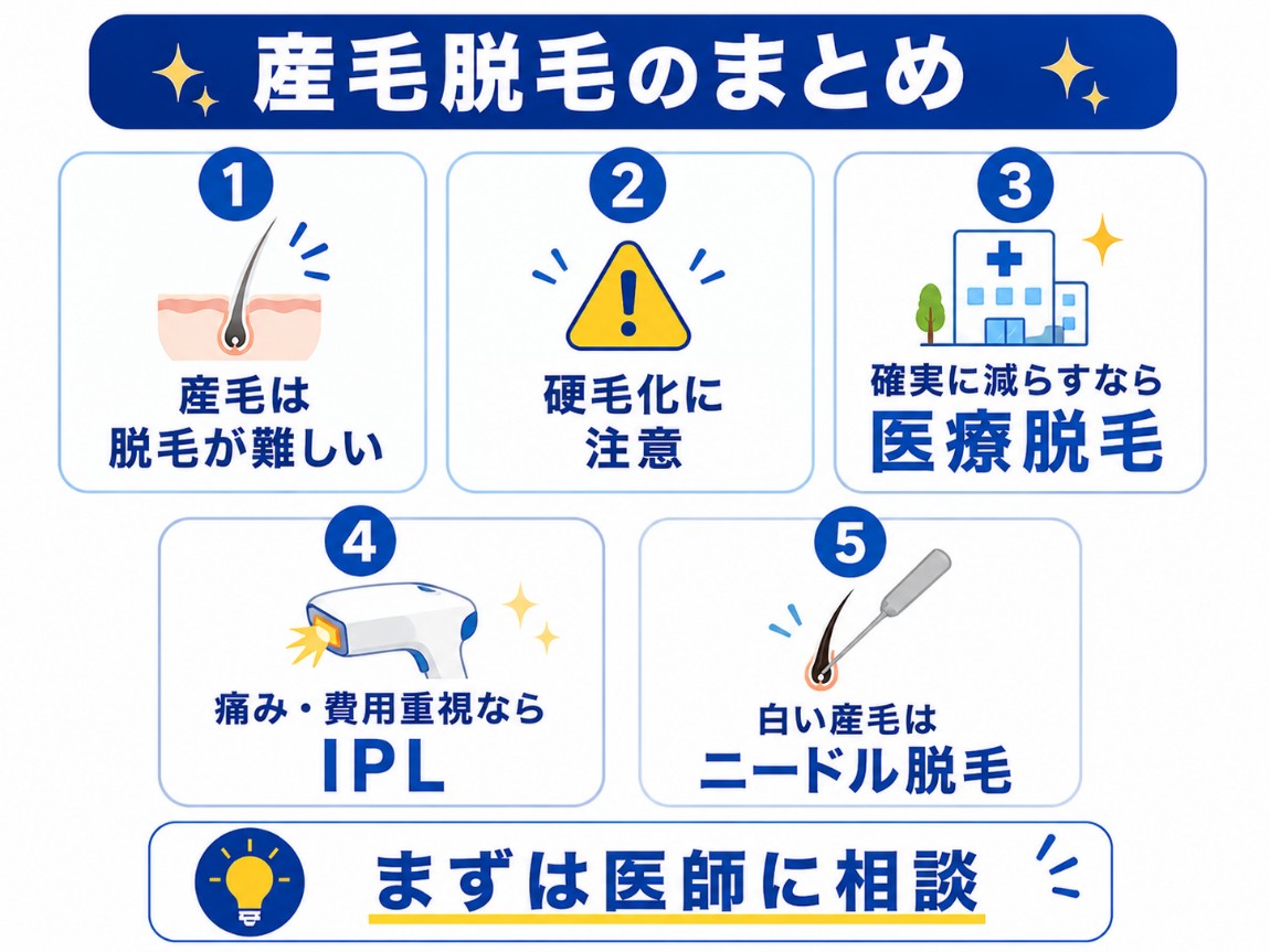 産毛の脱毛のまとめ