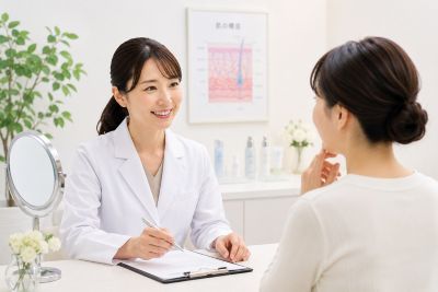 培養上清液のカウンセリングの様子(医師と女性)