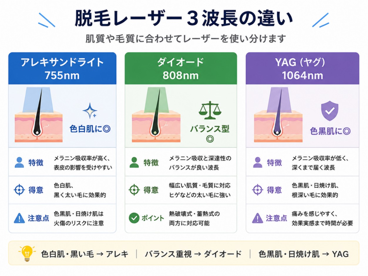 脱毛レーザーの波長の違い