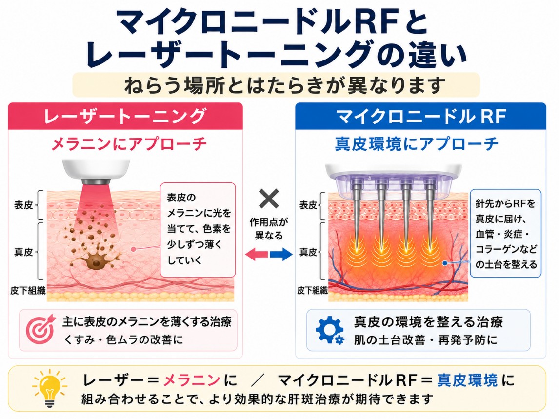 マイクロニードルRFとレーザートーニングの違い