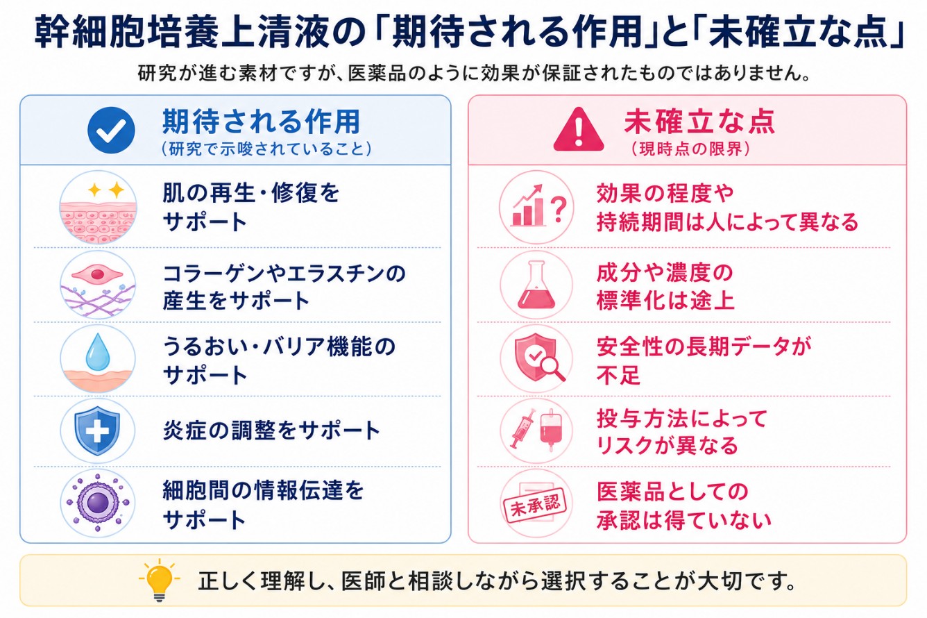 期待される効果と限界・注意の比較図