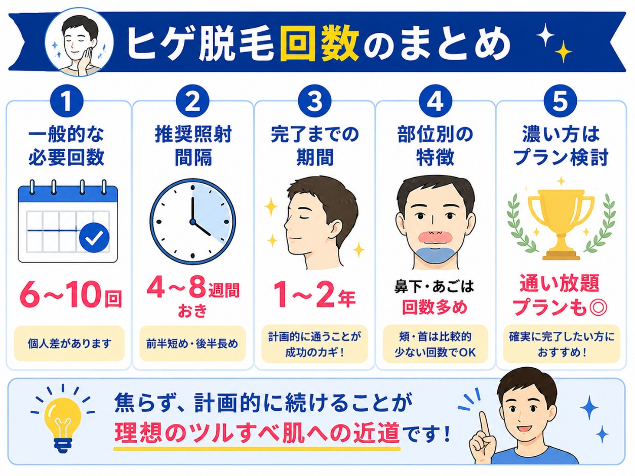 ヒゲ脱毛の回数・間隔まとめ