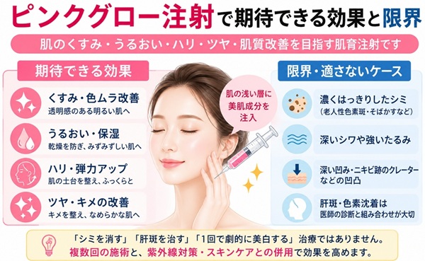 ピンクグローの期待効果と限界の表