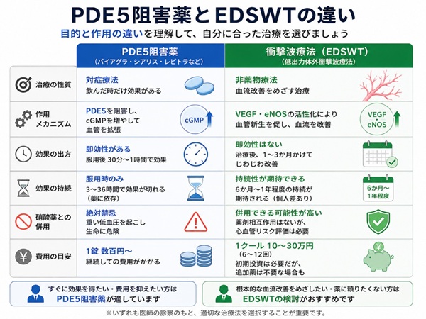 EDSWTとPDE阻害薬の違い