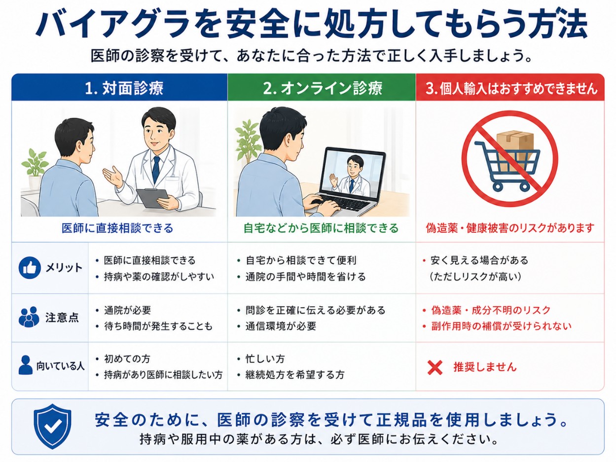 バイアグラを安全に処方してもらう方法