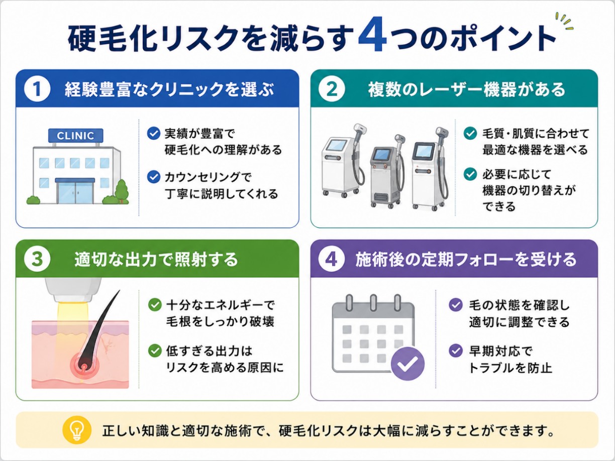 硬毛化リスクを下げるためのクリニック選び