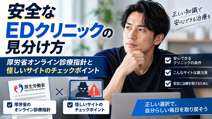 安全なEDクリニックの見分け方｜厚労省オンライン診療指針と怪しいサイトのチェックポイントのアイキャッチ