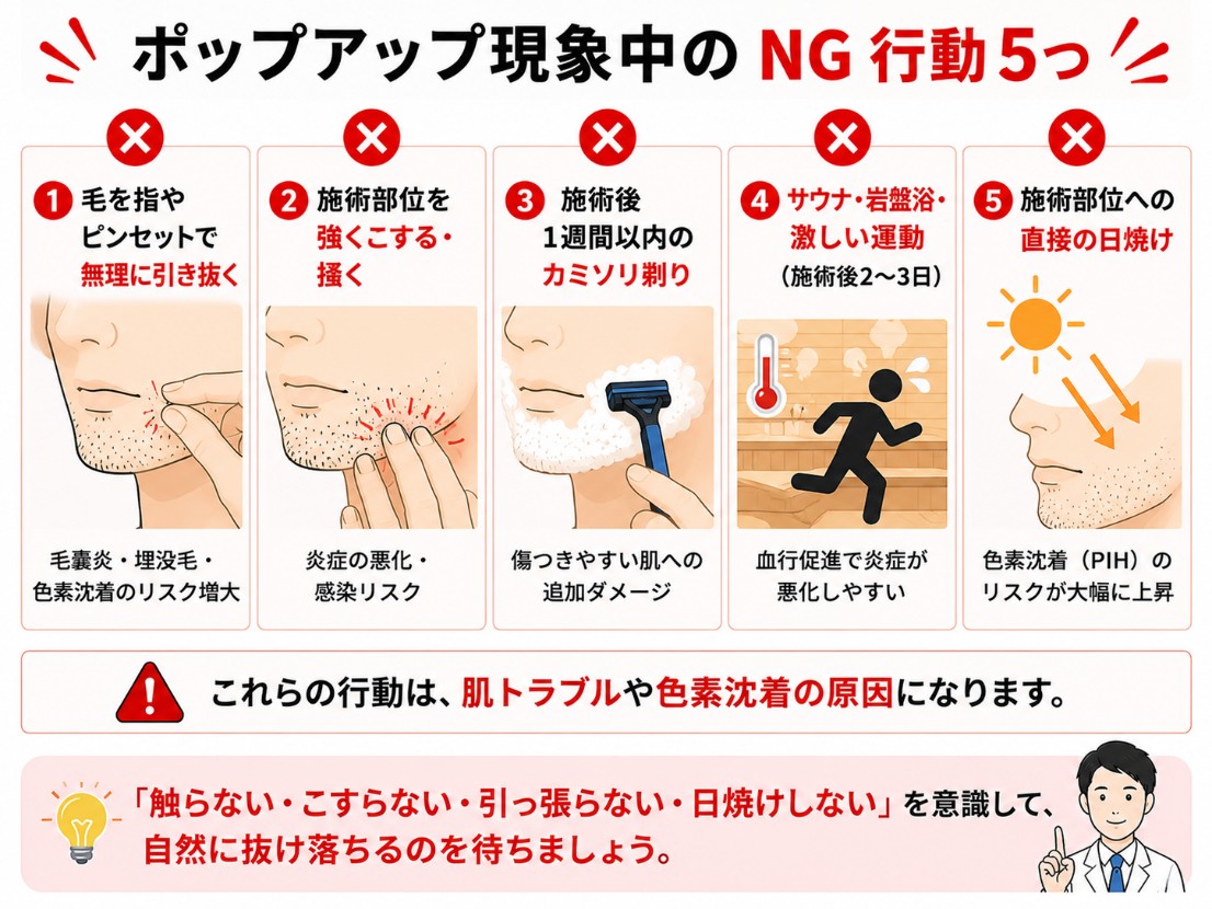 ポップアップ現象中のNG行動