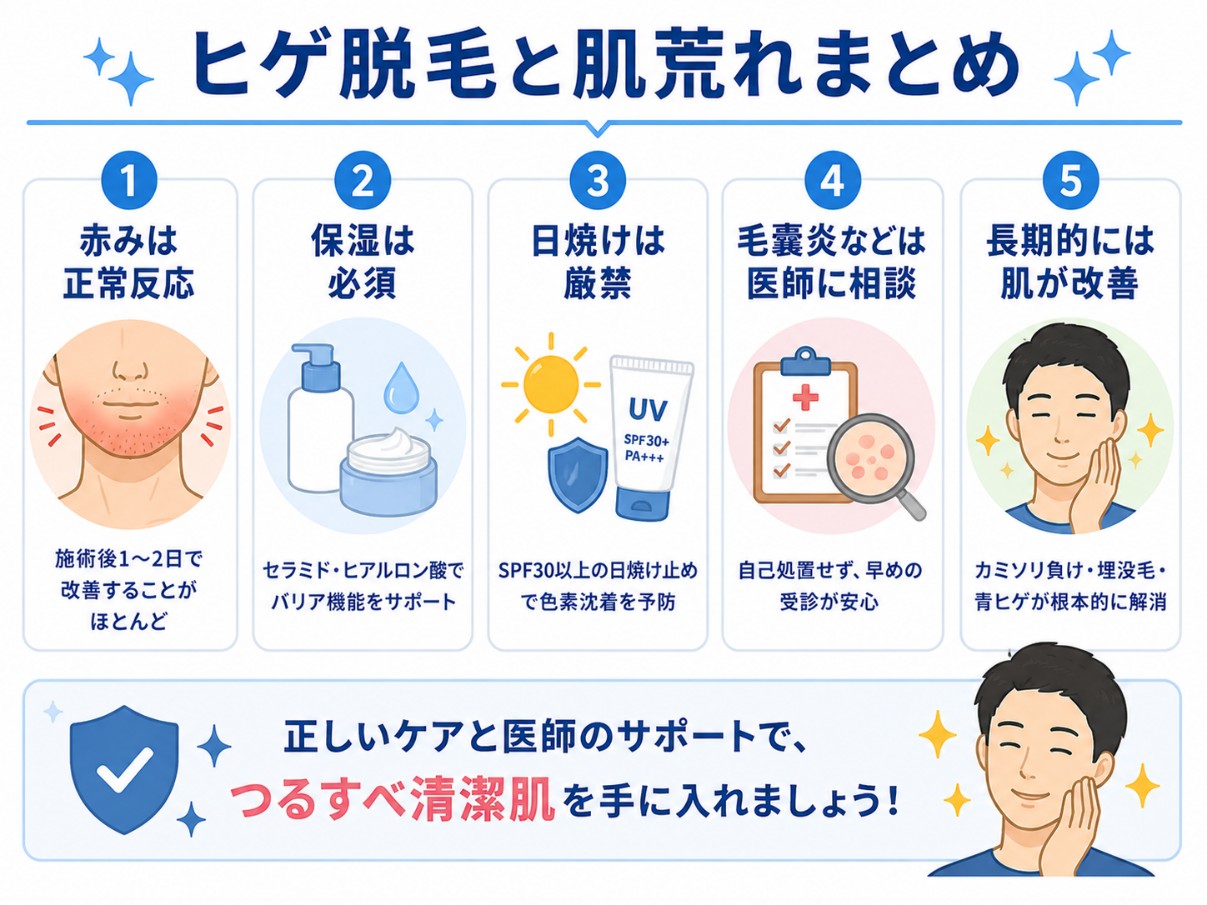 ヒゲ脱毛と肌荒れのまとめ