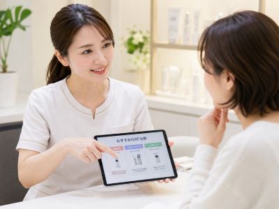 RF治療のカウンセリングを行う看護師