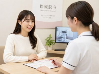 医療脱毛のカウンセリングを受ける女性