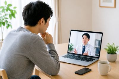 クリニックフォアでEDのオンライン診療を受ける男性