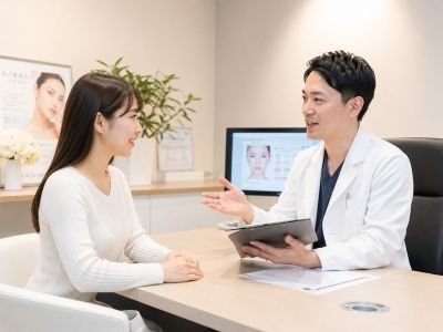 エイジングケアの方法を医師に相談する様子