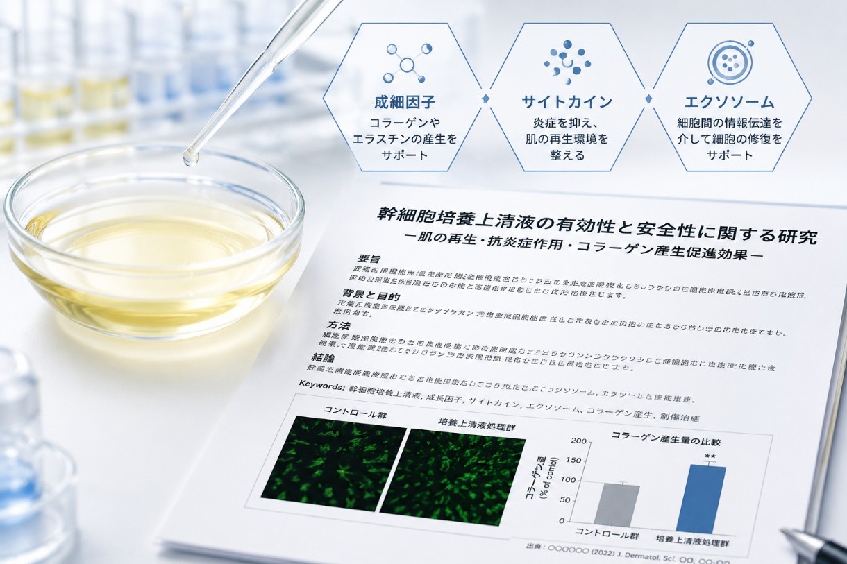 幹細胞培養上清液のエビデンスを示す研究論文のイメージ