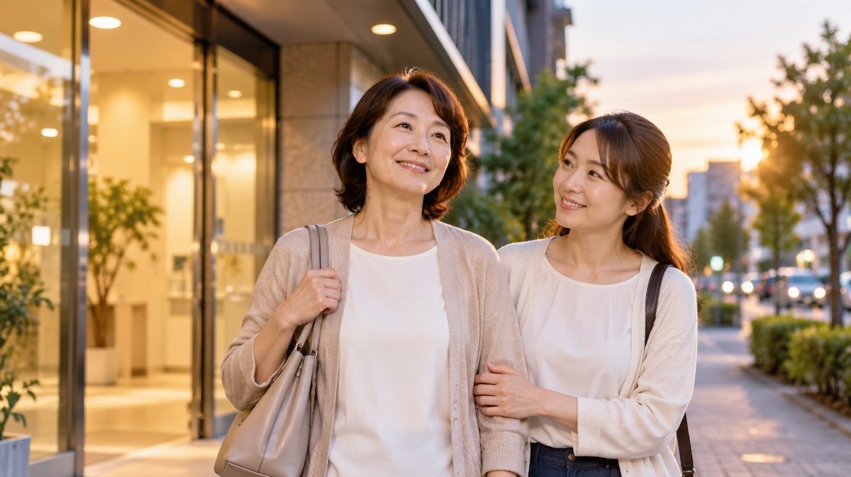 乳がん手術後、その日のうちに帰宅する患者さんのイメージ